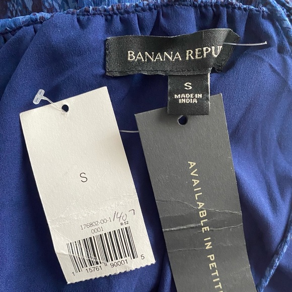 Banana Republic Navy Snake Print Strappy Crossback Fit & Flare Sheer Dress Sz S - Picture 9 of 10